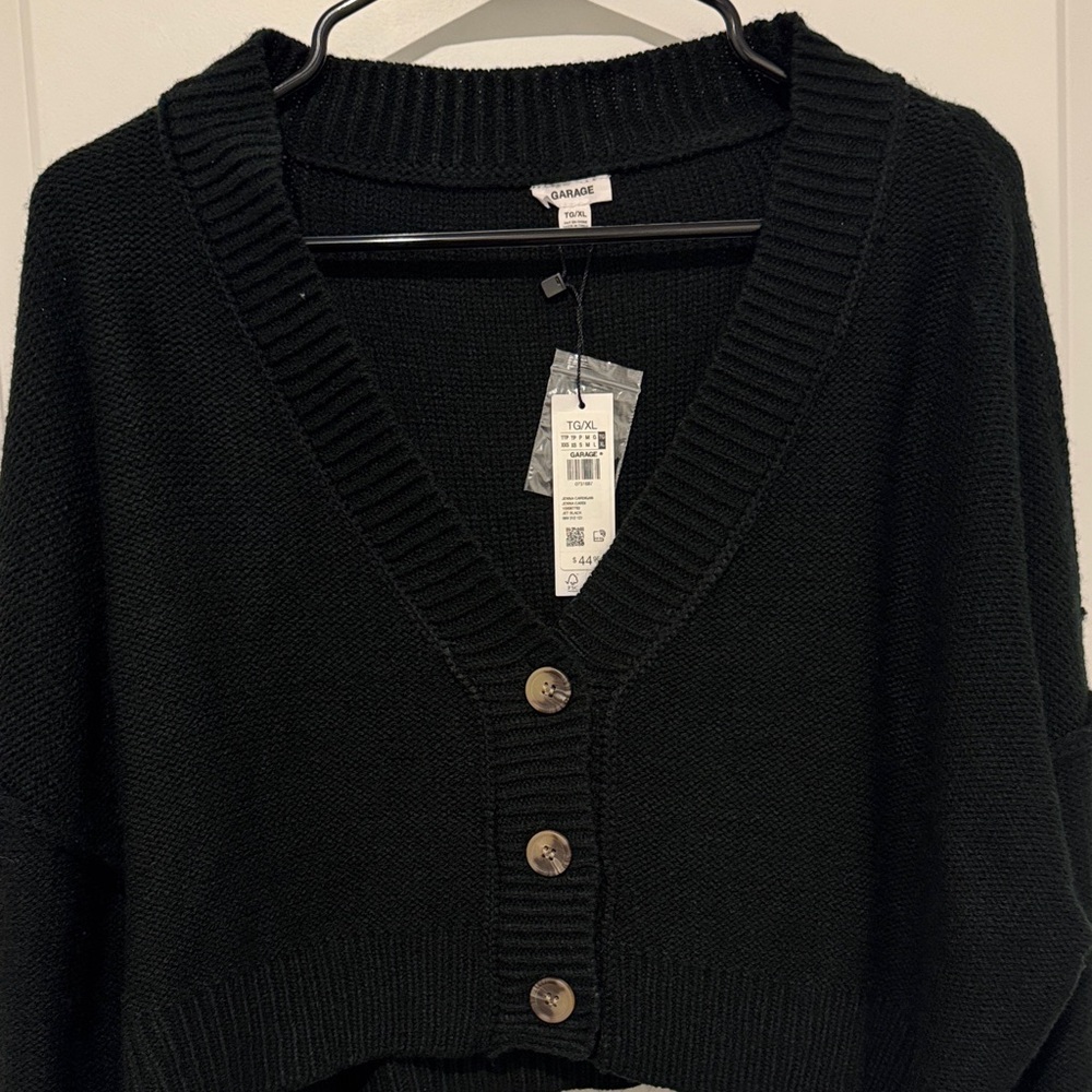 Garage Black Knit Cardigan with Button Accents - Picture 2 of 4